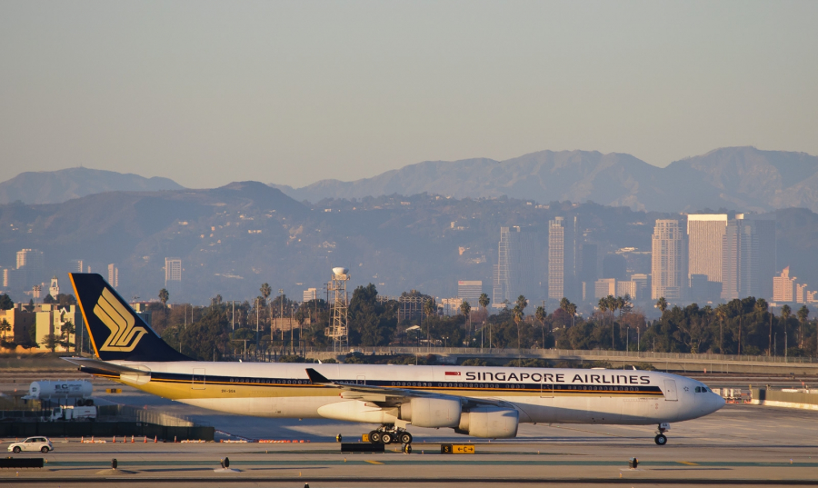 Airbus A340-500 linii Singapore Airlines, który obsługiwał najdłuższy lot świata z Newark do Singapuru